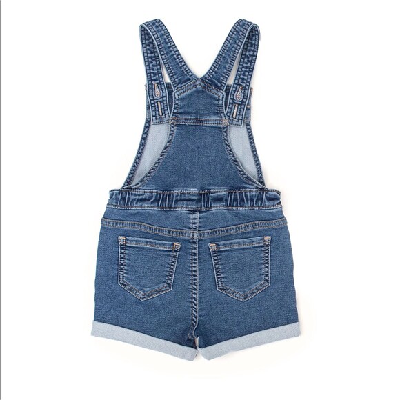 Wonder Nation Baby Girl 12M Cotton Bib Shortalls Blue Denim Overall Romper EUC - Picture 5 of 10